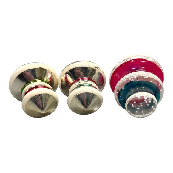 Vintage Shiny Brite Striped Mercury UFO Lantern Tornado Atom Atomic Ornament Lot - Picture 2 of 13